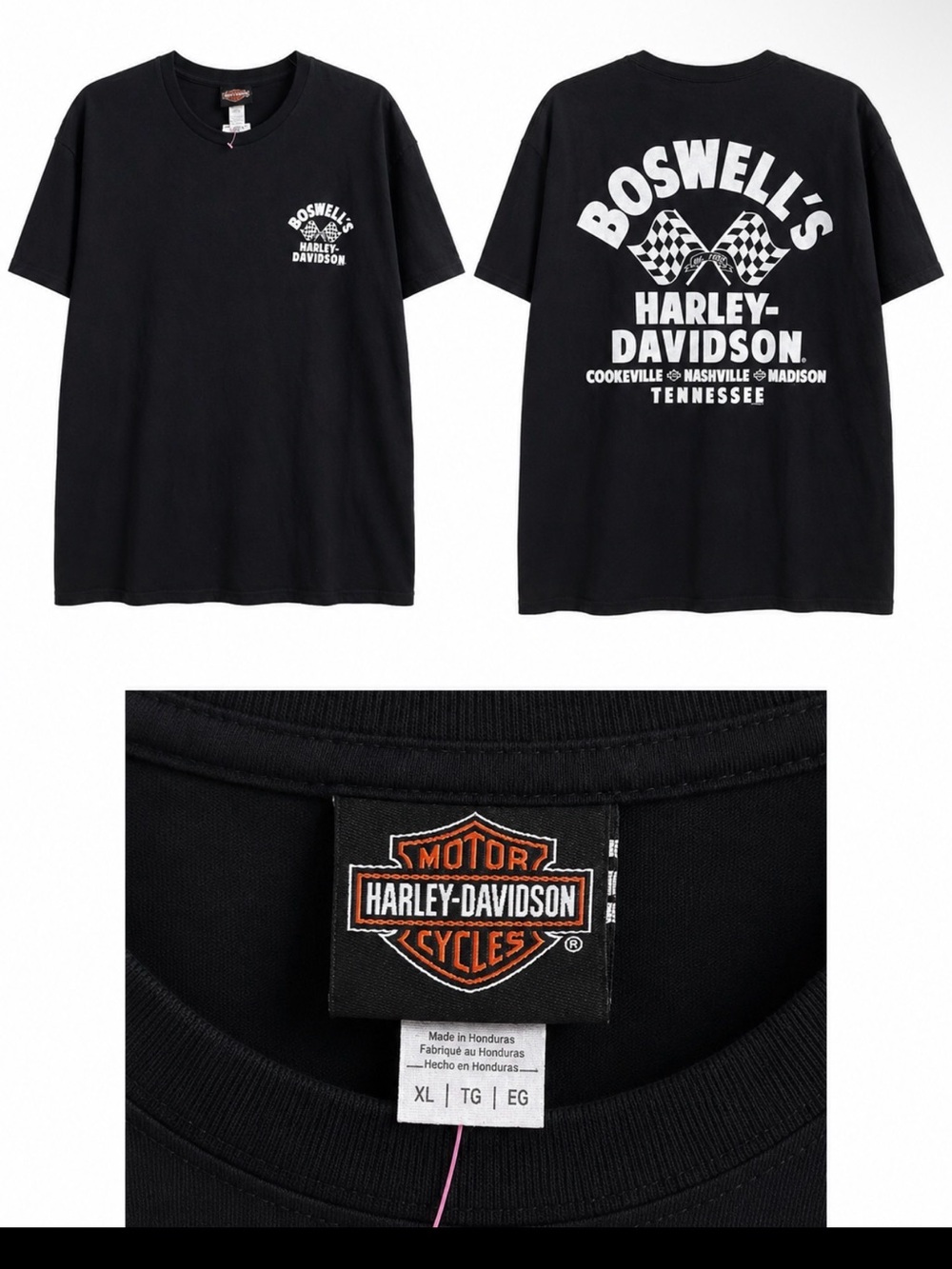 Harley-Davidson Black T‑Shirt with Orange and White Shield Logo - Picture 1 of 4
